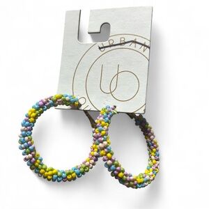 New! Urban Outfitters Multicolor Beaded Hoop Earrings